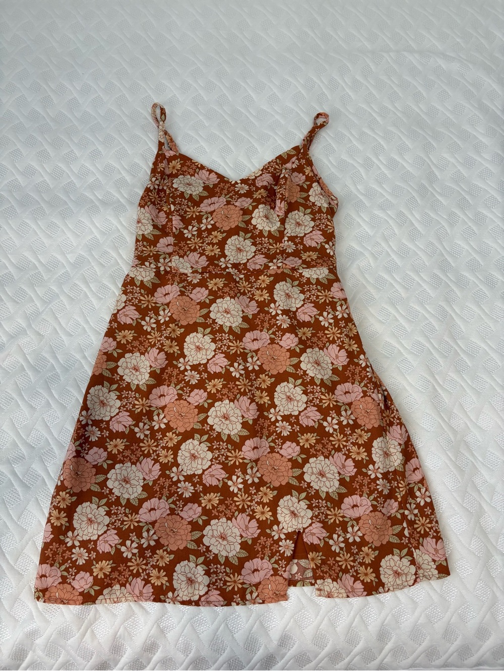 Hollister Rust-Red Floral Spaghetti Strap Mini Dress S